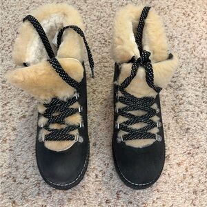 J. Crew Nordic Tan and Black Fur-Lined Boots